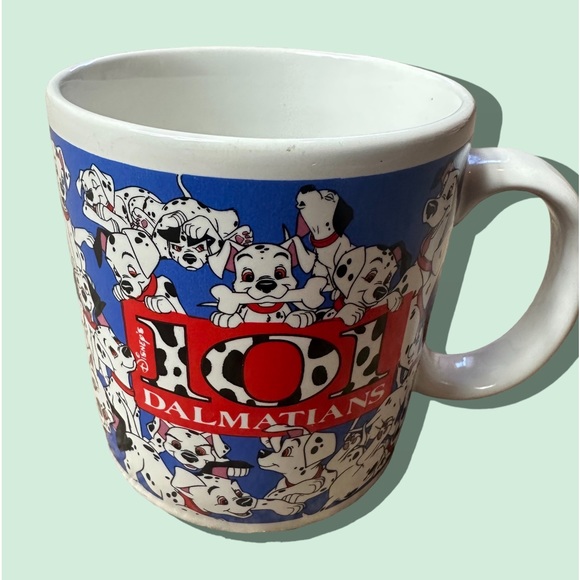 Vintage Disney Applause 101 Dalmations Coffee Cup All Over Dogs Puppies Graphic - Picture 1 of 7